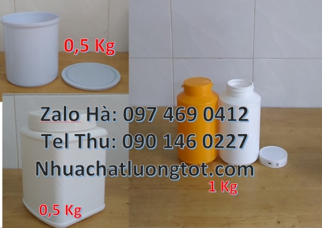 Bán sỉ hũ 0.5kg, Nơi bán hũ 1kg, Hũ 0.5kg hdpe, Hũ 1kg vặn, Hũ giá rẻ, Hũ nhựa hdpe 500gr đựng hóa c