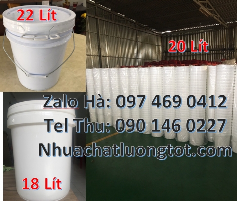 Vỏ thùng sơn 20 lít quai sắt, Xô nhựa 18 lít nắp chiết rót, Thùng nhựa 5 lít, xô nhựa 22 lí