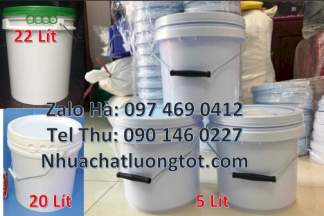 Vỏ thùng sơn 20 lít quai sắt, Xô nhựa 18 lít nắp chiết rót, Thùng nhựa 5 lít, xô nhựa 22 lí