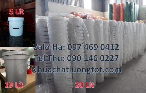 Vỏ thùng sơn 20 lít quai sắt, Xô nhựa 18 lít nắp chiết rót, Thùng nhựa 5 lít, xô nhựa 22 lí