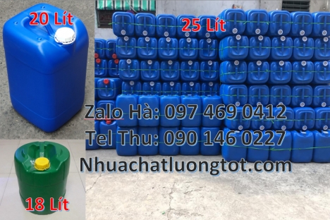 Can nhựa 20 lít đựng dung môi, vỏ can nhựa 25 lít, can nhựa 10l giá rẻ, can 20l dày, can 25l xanh C