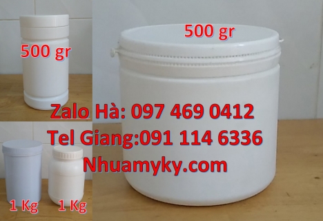 Hủ nhựa nắp vặn đựng hóa chất, hũ 500gr đựng thuốc sâu, Hủ nhựa 1.5 ký nắp vặn đựng mực in. Hủ n