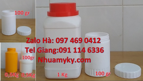 Hủ nhựa nắp vặn đựng hóa chất, hũ 500gr đựng thuốc sâu, Hủ nhựa 1.5 ký nắp vặn đựng mực in. Hủ n