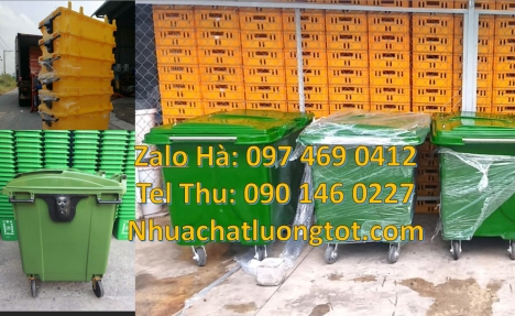 Xe rác nhựa hdpe Xe rác 660 lít hdpe, Xe gom rác công nghiệp, Xe thu gom rác 660l 1000l 3 bánh hơi,