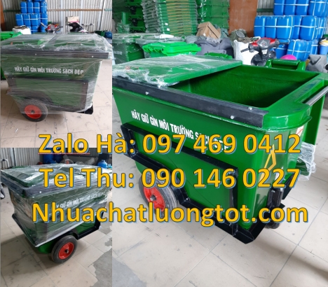 Xe rác nhựa hdpe Xe rác 660 lít hdpe, Xe gom rác công nghiệp, Xe thu gom rác 660l 1000l 3 bánh hơi,