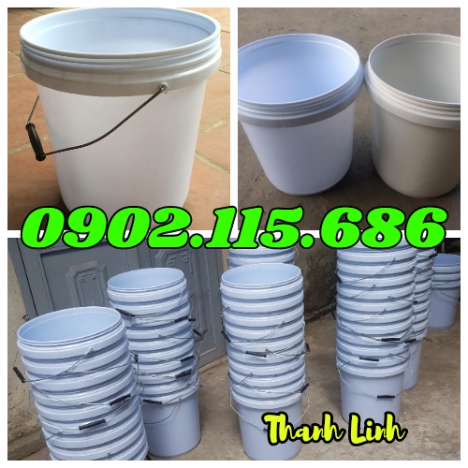 Xô sơn trắng, xô nhựa công nghiệp, thùng sơn, xô đựng dung môi, xô đựng hóa chất, vỏ thùng đựng sơn,