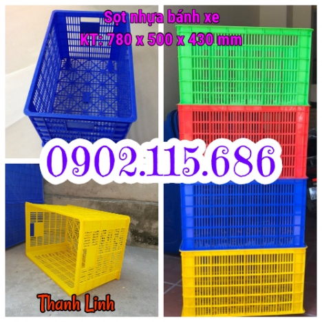 Sọt nhựa 5 bánh xe, sọt nhựa công nghiệp, sọt kéo hàng, thùng nhựa rỗng bánh xe, sọt nhựa đựng hàng