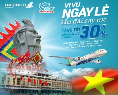 Bamboo ưu đãi vé máy bay tới 30% cho nhóm từ 2 người