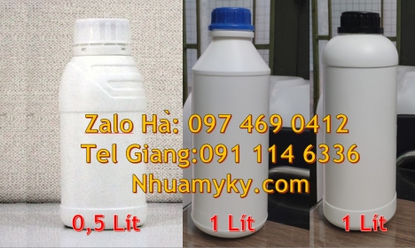 Chai 100 ml nắp vặn trong, Chai 250 ml hóa chất, Chai 1l đựng thuốc thủy sản Chai nhựa tròn 500 ml,