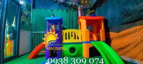 Bộ cầu trượt 2 khối, bộ cầu trượt 2 mái nhà