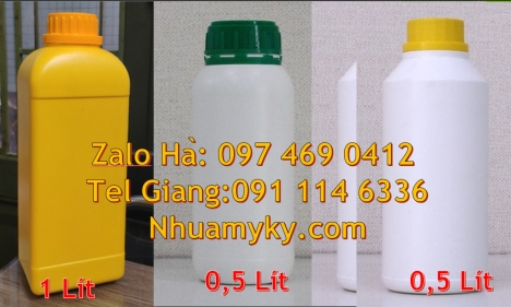 Chai 100 ml nắp vặn trong, Chai 250 ml hóa chất, Chai 1l đựng thuốc thủy sản Chai nhựa tròn 500 ml,