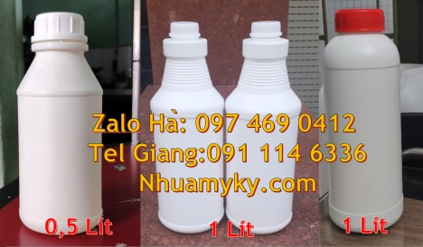 Chai 100 ml nắp vặn trong, Chai 250 ml hóa chất, Chai 1l đựng thuốc thủy sản Chai nhựa tròn 500 ml,