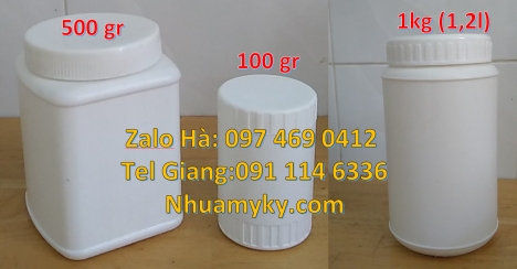 Hũ 2kg đựng bột, hũ nhựa hdpe, Hũ nhựa 1kg đựng bột ngô, hũ 1.5kg đựng bột gạo, hũ 50gr đựng kem dưỡ