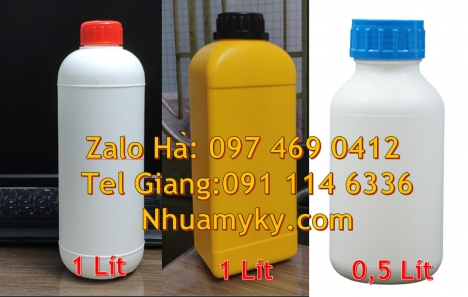 Chai 100 ml nắp vặn trong, Chai 250 ml hóa chất, Chai 1l đựng thuốc thủy sản Chai nhựa tròn 500 ml,