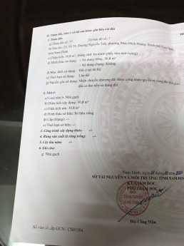 Cần bán nhà 3 tầng số 01,ngõ 101 đường Nguyễn Trãi, phường Phan Đình Phùng, TP Nam Định