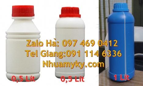 Chai 100 ml nắp vặn trong, Chai 250 ml hóa chất, Chai 1l đựng thuốc thủy sản Chai nhựa tròn 500 ml,