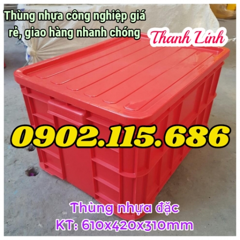 Thùng nhựa đặc,thùng nhựa đựng hàng, thùng nhựa công nghiệp có nắp, thùng nhựa có nắp, sóng nhựa bít