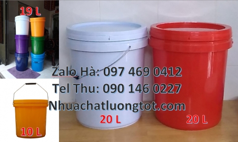 Thùng nhựa 5 lít, xô nhựa 22 lít, Xô nhựa 22 lít đựng phân bón Vỏ thùng sơn 10 lít, Thùng nhựa