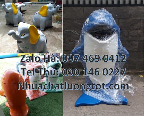Thùng rác thú composite, Sọt rác con voi, sọt rác cá heo, Thùng rác chuột mickey. Thùng rác hìn