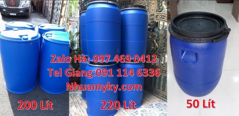 Nơi bán thùng phi nhựa, Phuy nhựa 220 lít nắp kín, Phuy nhựa 150 lít nắp mở, Phuy nhựa đựng hóa chất