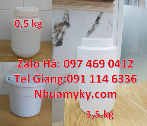 Hũ giá rẻ, Hũ nhựa hdpe 500gr đựng hóa chất, hũ 1kg đựng bột mới 100%, Hủ nhựa 200gr 250gr giá rẻ, h