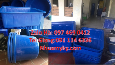 thùng nhựa dung tích lớn màu xanh, thùng chữ nhật đựng bột ngô Thùng nhựa vuông 750 lít đựng văn