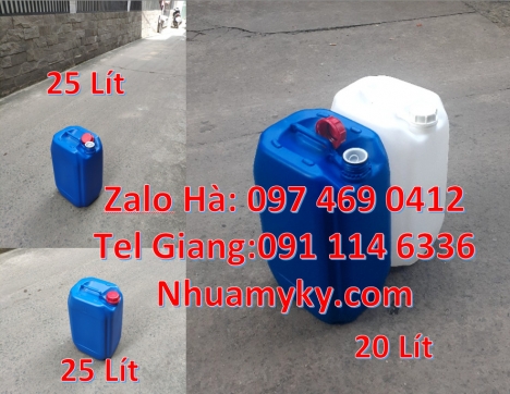 can 20l giá rẻ, can 25l giá rẻ, Can hdpe 20l vuông, Can vuông 25l đựng phân bón can 25l trắng, Can