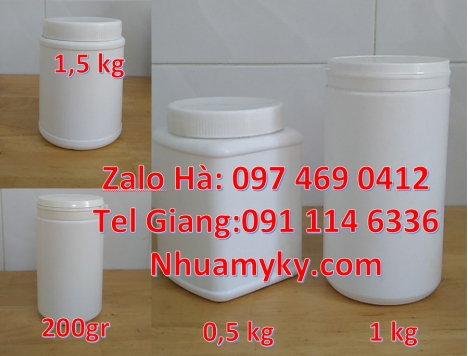 Hũ giá rẻ, Hũ nhựa hdpe 500gr đựng hóa chất, hũ 1kg đựng bột mới 100%, Hủ nhựa 200gr 250gr giá rẻ, h