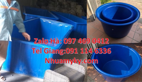 thùng nhựa dung tích lớn màu xanh, thùng chữ nhật đựng bột ngô Thùng nhựa vuông 750 lít đựng văn