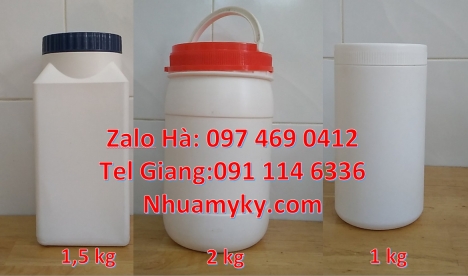 Hũ giá rẻ, Hũ nhựa hdpe 500gr đựng hóa chất, hũ 1kg đựng bột mới 100%, Hủ nhựa 200gr 250gr giá rẻ, h