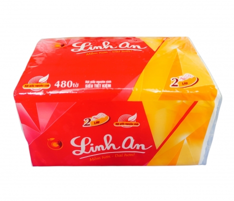 Khăn giấy rút cao cấp 2 lớp Linh An đỏ