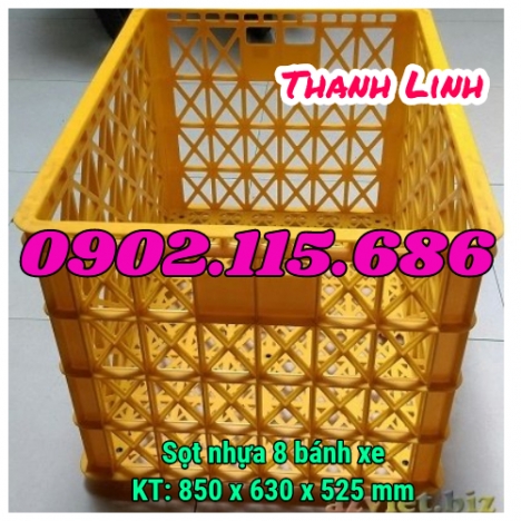 Sọt nhưa có bánh xe, thùng nhựa rỗng bánh xe, thùng nhựa rỗng 8 bánh xe sọt nhựa 8 bánh xe, sọt nhựa
