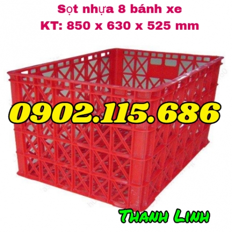 Sọt nhưa có bánh xe, thùng nhựa rỗng bánh xe, thùng nhựa rỗng 8 bánh xe sọt nhựa 8 bánh xe, sọt nhựa