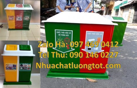 Thùng rác nhựa nắp lật bộ 3, Thùng rác 120l 240l. Thùng rác bập bênh, Thùng rác nhựa duy tân, thùng