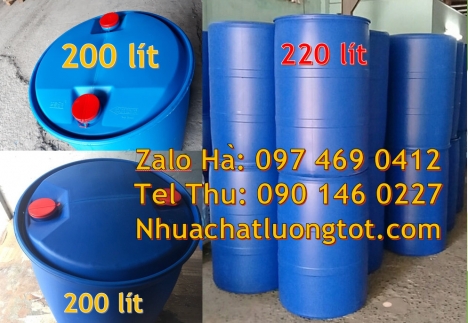 Phuy nhựa 220 lít nắp kín, Phuy nhựa 150 lít nắp mở, Phuy nhựa đựng hóa chất Thùng phuy nhựa 120 lí