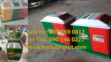 Thùng rác nhựa nắp lật bộ 3, Thùng rác 120l 240l. Thùng rác bập bênh, Thùng rác nhựa duy tân, thùng