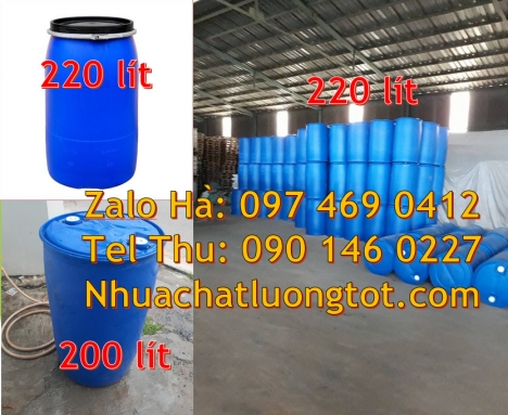 Phuy nhựa 220 lít nắp kín, Phuy nhựa 150 lít nắp mở, Phuy nhựa đựng hóa chất Thùng phuy nhựa 120 lí