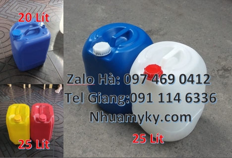 Can hdpe 20l vuông, Can vuông 25l đựng phân bón, can 25l trắng Can dẹp 30l đựng sữa tươi, Can nhựa