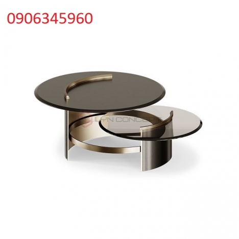 Bàn trà mặt kính đen inox 304 mạ PVD - nhận gia công inox theo yêu cầu