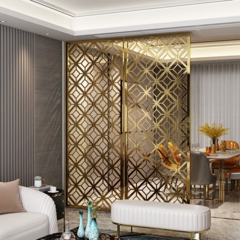Vách ngăn inox bếp và phòng khách sang trọng và hiện đại - nhận gia công inox theo yêu cầu