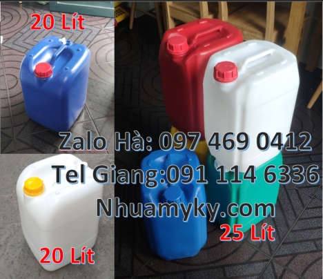 Can hdpe 20l vuông, Can vuông 25l đựng phân bón, can 25l trắng Can dẹp 30l đựng sữa tươi, Can nhựa