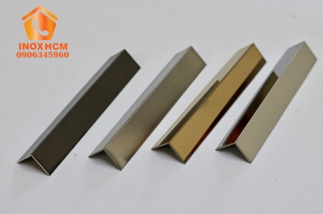 Nẹp inox chữ v mạ màu PVD - nhận gia công nẹp inox theo yêu cầu