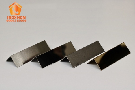Nẹp inox chữ v mạ màu PVD - nhận gia công nẹp inox theo yêu cầu