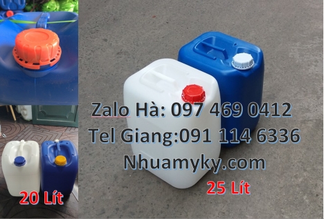 Can hdpe 20l vuông, Can vuông 25l đựng phân bón, can 25l trắng Can dẹp 30l đựng sữa tươi, Can nhựa