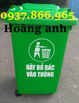 Thùng rác nhựa 60l có bánh xe, thùng gom rác, thùng rác công cộng, thùng rác trong công viên