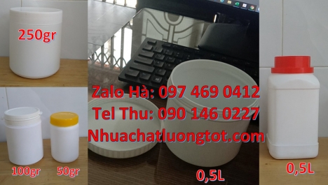 Hủ nhựa 1kg garenty đựng thuốc thú ý Hủ nhựa 500gr đựng axit, Hũ nhựa 200gr đựng hóa chất, hũ 0.5