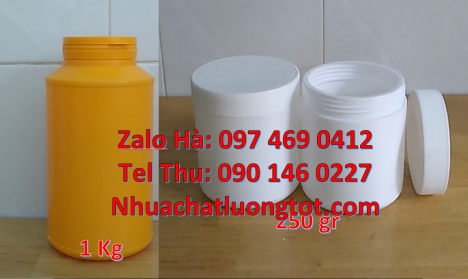 Hủ nhựa 1kg garenty đựng thuốc thú ý Hủ nhựa 500gr đựng axit, Hũ nhựa 200gr đựng hóa chất, hũ 0.5