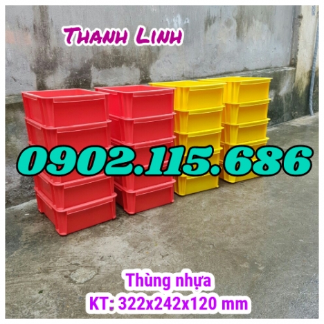 Thùng nhựa đặc B7 ,sóng bít có kích thước 322x242x120 mm, hộp nhựa B7, thùng nhựa công nghiệp, thùng