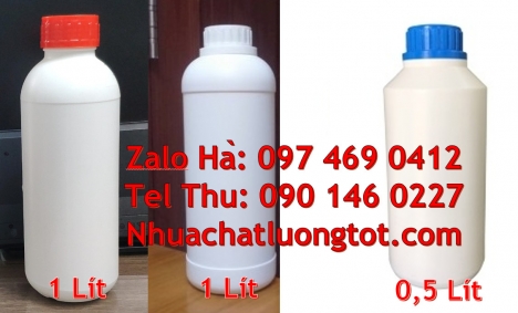 Chai nhựa 1 lít đựng mật ong, chai 500ml đựng nông dược, chai nhựa hdpe 1l trắng đục, chai đựng hóa