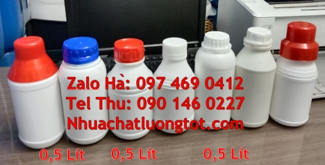 Chai nhựa 1 lít đựng mật ong, chai 500ml đựng nông dược, chai nhựa hdpe 1l trắng đục, chai đựng hóa